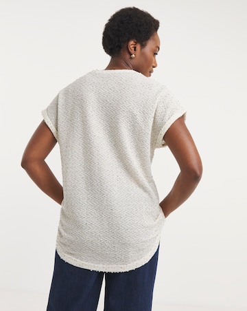 Textured Sequin Longline Curved Hem Top