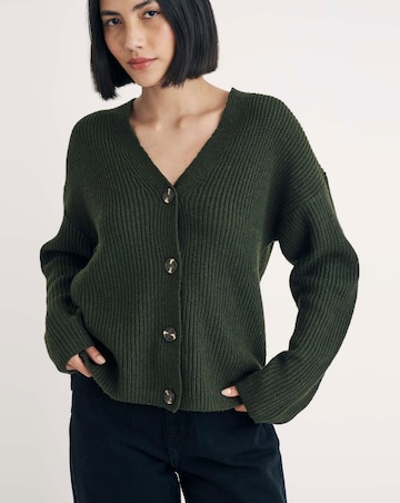 Nobody's Child Khaki Green Boxy Button Cardigan