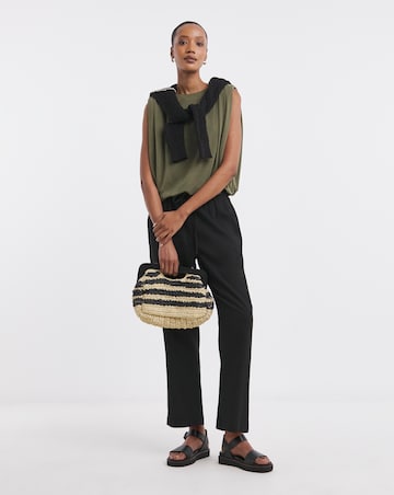 Black Linen Mix Tapered Trouser