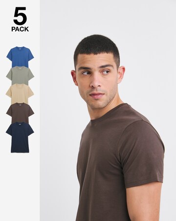 5 Pk Pure Cotton Crew T-Shirts Long