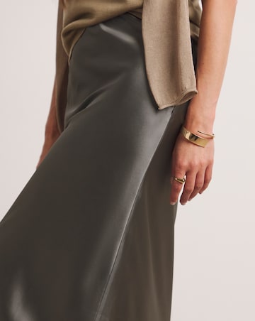 Anthology Pewter Satin Slip Skirt