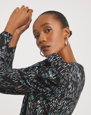 Multi Print Ruched Sleeve Top