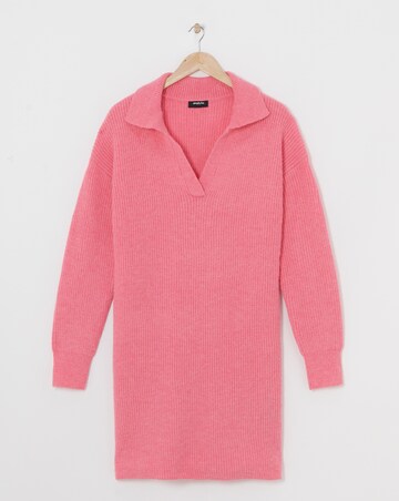 Prink Collar Detail Rib Mini Jumper Dress