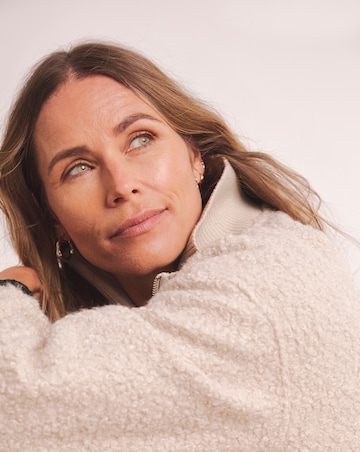 Anthology Ribbed Collar Curly Borg Zip Through Jacket