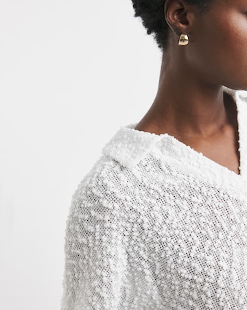 Popcorn Yarn Collared Top