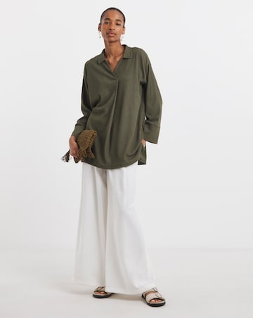 Sage Collared Pull On Longline Top