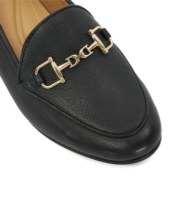 Dune Glair Leather Metal Trim Snaffle Loafers Wide Fit