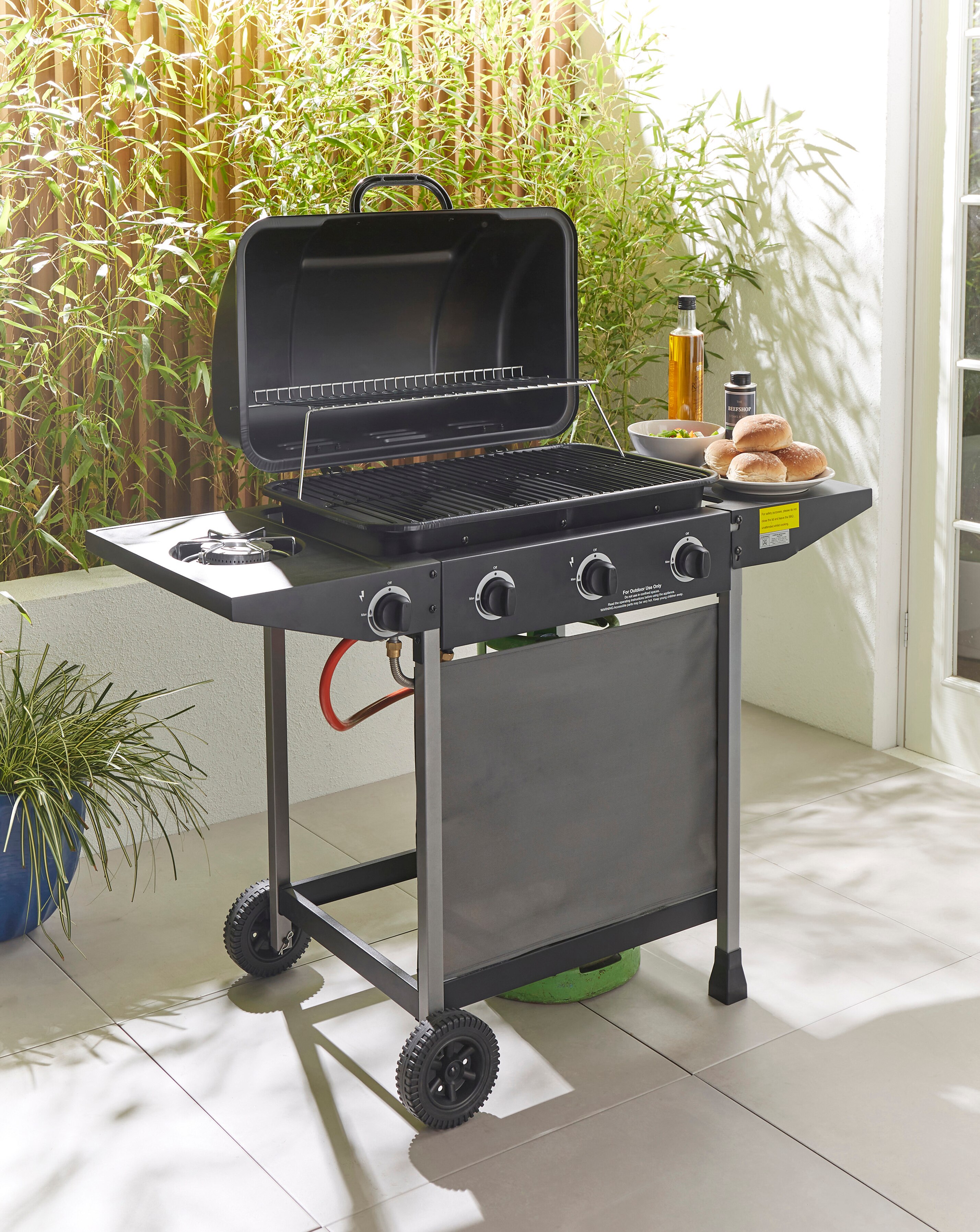 3 Burner Gas BBQ with Side Burner with Cover