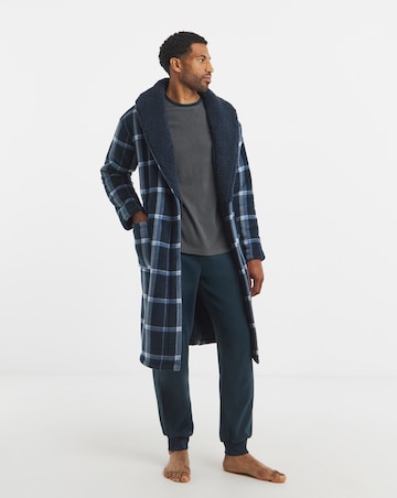 Check Bonded Fleece Dressing Gown