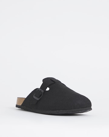 Felt Buckle Mule Slipper Wide