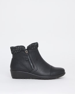 Cushion Walk Knitted Top Wedged Boots EEE Fit
