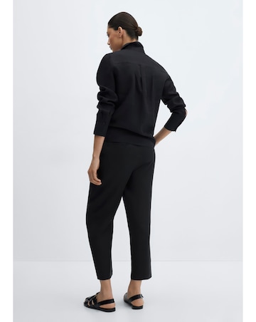 Mango Linen Tie Waist Beaded Trousers