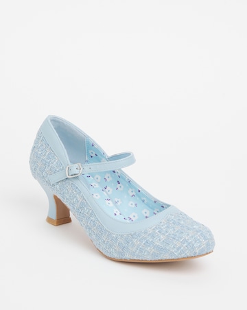 Joe Browns Blue Heeled Tweed Mary Jane -Wide Fit (E)
