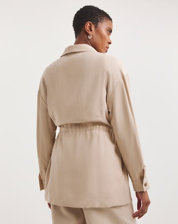 Stone Twill Tie Waist Overshirt