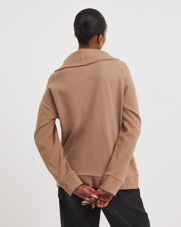 Beige Ottoman Half Zip Sweatshirt