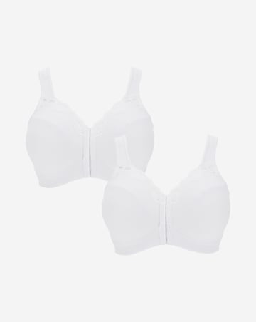 Pretty Secrets (2 Pack) Front Fastening Bras (B-DD) White
