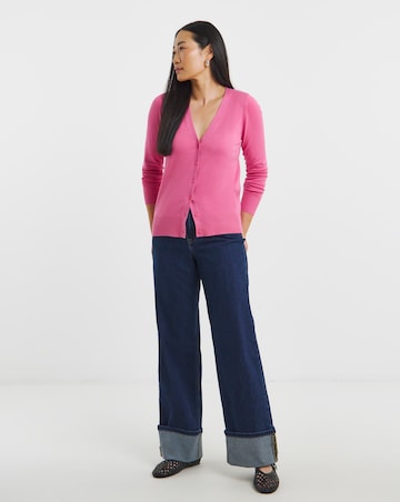 Pink V Neck Cardigan