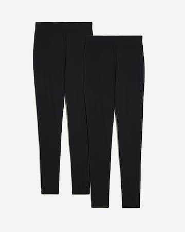 2 Pack Black Jersey High Waisted Leggings