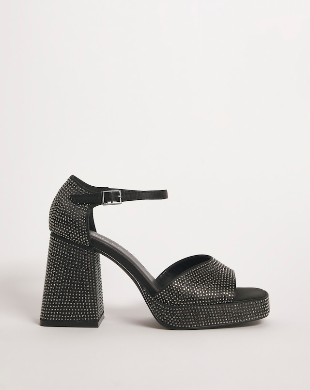 Khloe Diamante Platform Heeled Sandals - Wide Fit (E)