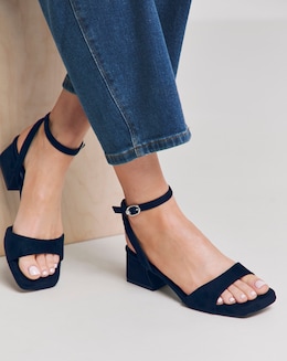 Amber Barely There Low Block Heel Sandals - Wide Fit (E)