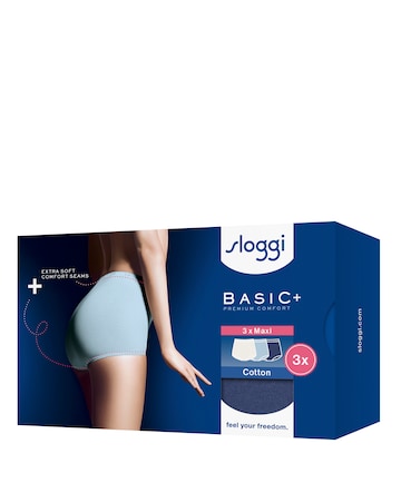 Sloggi (3 Pack) Basic Maxi Cotton Knickers Blue Multi