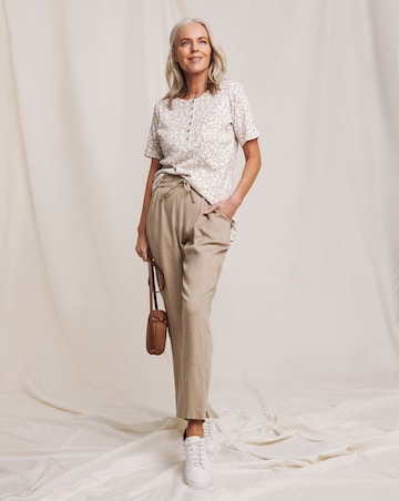 Julipa Printed Ribbed Henley Top