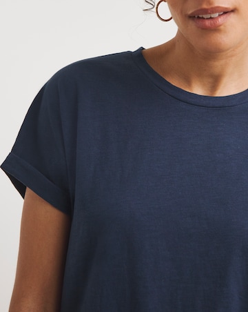 Navy Short Sleeve Cotton Slub Tunic