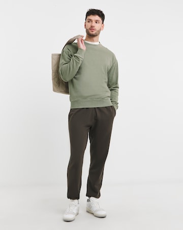 Relaxed Fit Garment Dyed Crew Sweatshirt- Khaki