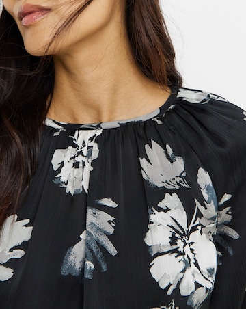 Printed Satin Raglan Sleeve Blouse
