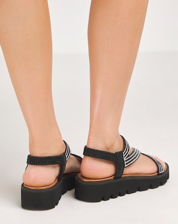 Heavenly Feet Fresco Strappy Glitter Sandals Extra Wide Fit