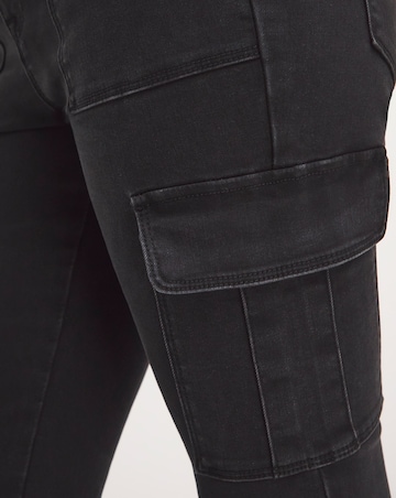 Washed Black Cargo Skinny Leg Jeans