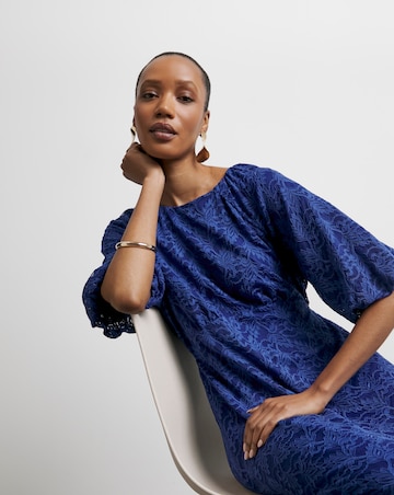 Joanna Hope Lace Dress With Puff Sleeves