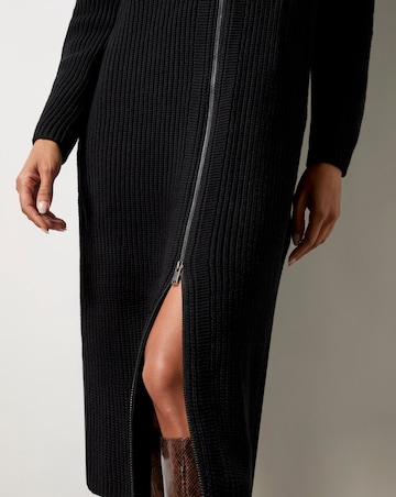 Ro&Zo Black ZipThrough Knitted Dress