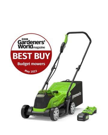 Greenworks 24V 33cm Cordless Brushless Lawnmower (4AH Battery & 2A Charger)