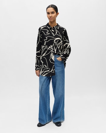 OBJECT Linen Blend Printed Shirt