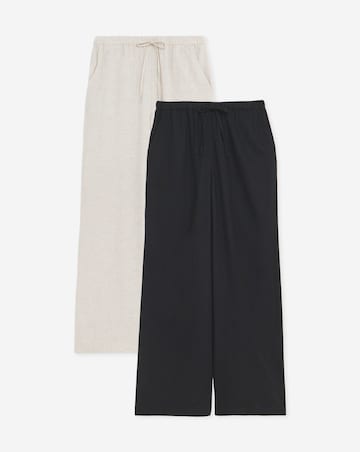 2 Pack Linen Wide Leg Trousers