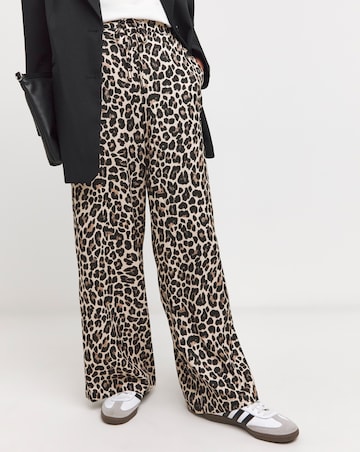 Animal Herringbone Wide Leg Pull On Trouser