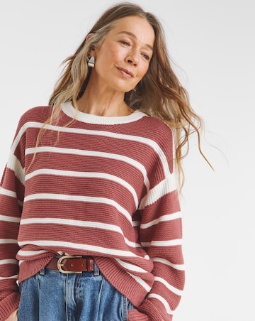 Pink Stripe Crew Neck Jumper