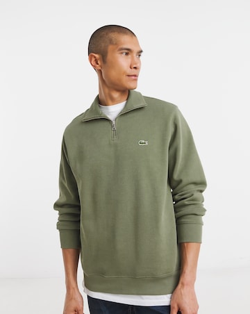 Lacoste Classic 1/4 Zip Sweat Top - Khaki