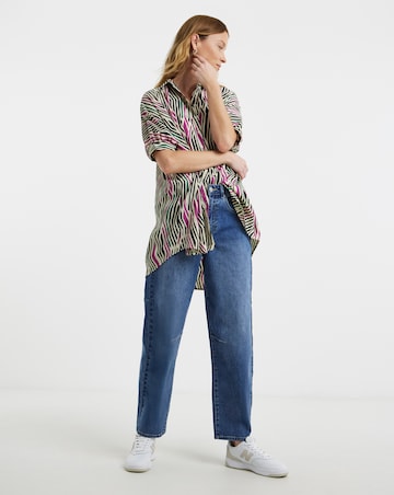 Womens Printed Oversized Blouse - Abstract Print