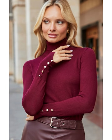 Sosandar Roll Neck Jumper With Cuff Detail