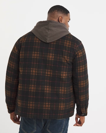 Black Check Quilted Lined Shacket