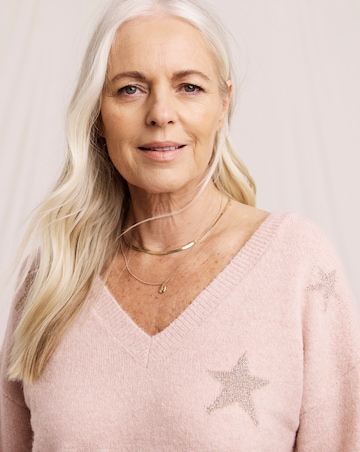 Julipa Intarsia Star Deep V Neck Jumper