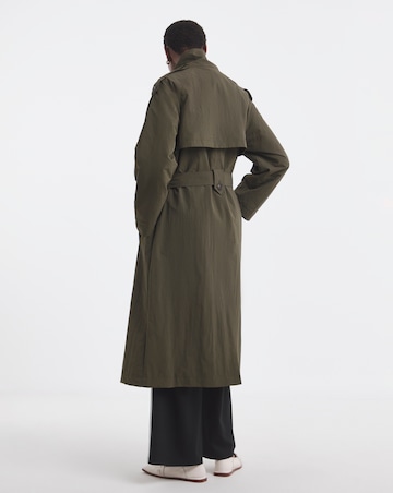 Khaki Funnel Neck Trench Coat