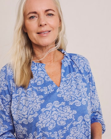 Julipa Blue Lightweight Burn Out Jersey Top