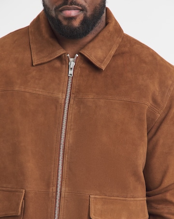 Jack & Jones Premium 100% Suede Jacket - Tan