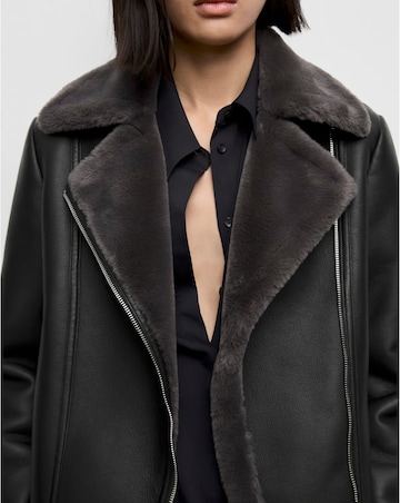 Mango Faux Leather Fur Trim Jacket