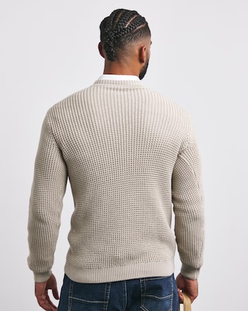 Neutral Waffle Crew Neck Jumper