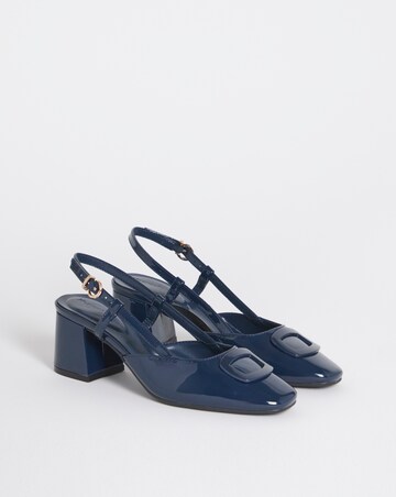 Luella Heeled Slingbacks With Buckle Trim - Wide Fit (E)