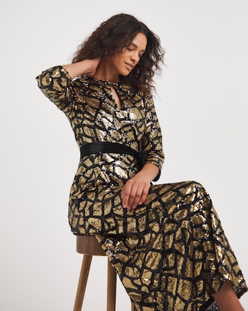 Animal Sequin Maxi Dress